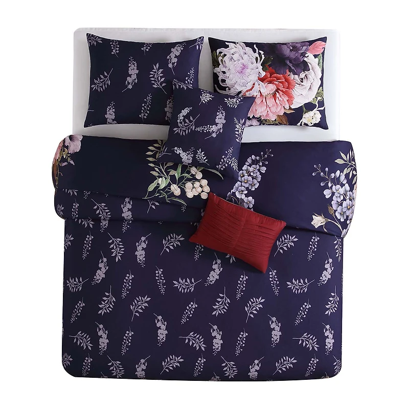 Bebejan Deep Purple Garden 5-pc. Midweight Reversible Comforter Set