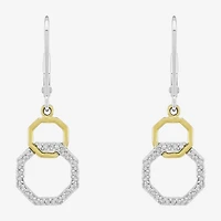 Limited Quantities! Womens 1/5 CT. Natural White Diamond 10K Gold Sterling Silver Circle Drop Earrings
