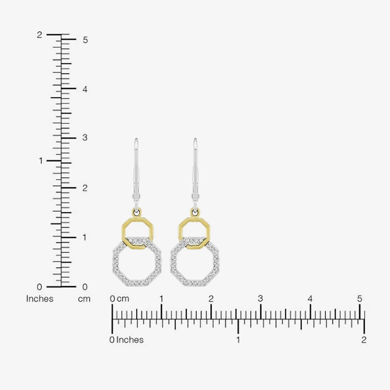 Limited Quantities! Womens 1/5 CT. Natural White Diamond 10K Gold Sterling Silver Circle Drop Earrings