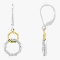 Limited Quantities! Womens 1/5 CT. Natural White Diamond 10K Gold Sterling Silver Circle Drop Earrings
