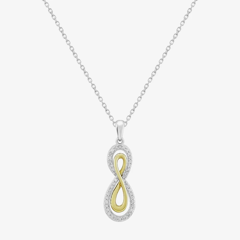 Limited Quantities! Womens 1/6 CT. T.W. Natural White Diamond 14K Gold Over Silver Infinity 20 Inch Pendant Necklace
