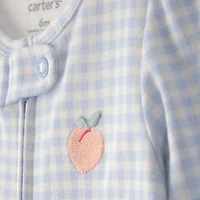 Carter's Peach Baby Girls Gingham Sleep and Play