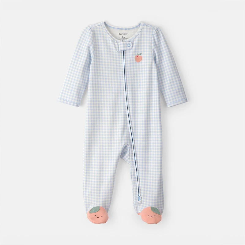 Carter's Peach Baby Girls Gingham Sleep and Play