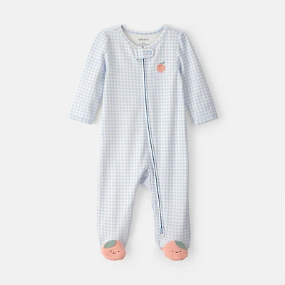 Carter's Peach Baby Girls Gingham Sleep and Play