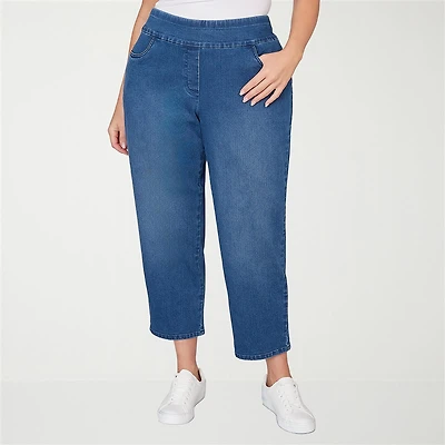 Alfred Dunner Hilton Head Womens Mid Rise Stretch Fabric Straight Leg Jean