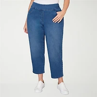 Alfred Dunner Hilton Head Womens Mid Rise Stretch Fabric Straight Leg Jean