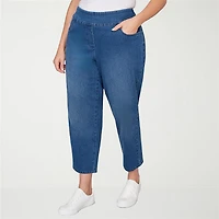 Alfred Dunner Hilton Head Womens Mid Rise Stretch Fabric Straight Leg Jean