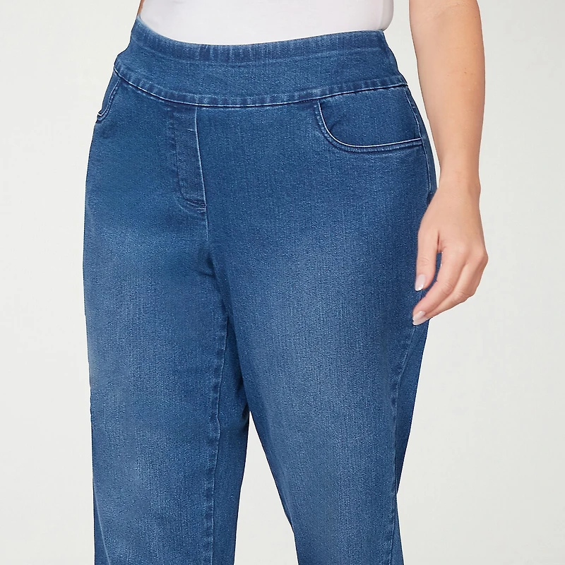 Alfred Dunner Hilton Head Womens Mid Rise Stretch Fabric Straight Leg Jean