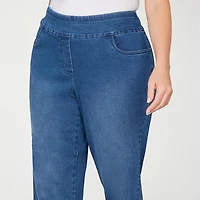 Alfred Dunner Hilton Head Womens Mid Rise Stretch Fabric Straight Leg Jean