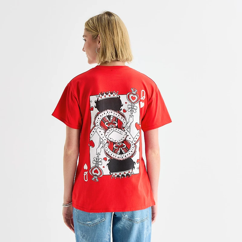 New World Womens Juniors Crew Neck Short Sleeve Loose Fit Betty Boop Graphic T-Shirt