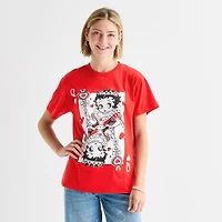 New World Womens Juniors Crew Neck Short Sleeve Loose Fit Betty Boop Graphic T-Shirt
