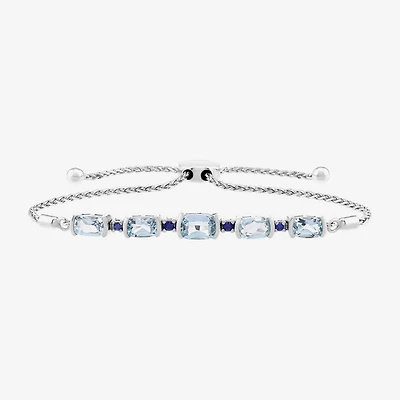 Limited Quantities! Womens Genuine Blue Topaz Sterling Silver Bolo Bracelet