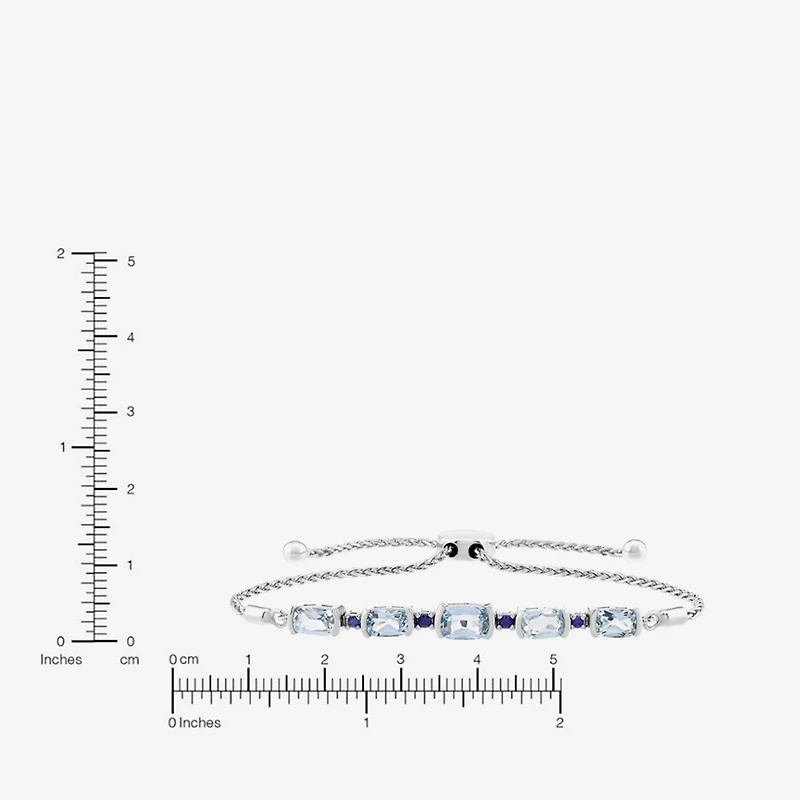 Limited Quantities! Womens Genuine Blue Topaz Sterling Silver Bolo Bracelet