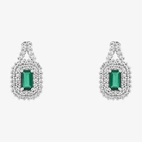 Limited Quantities! Lab Created Green Emerald Sterling Silver 15.5mm Stud Earrings
