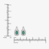 Limited Quantities! Lab Created Green Emerald Sterling Silver 15.5mm Stud Earrings