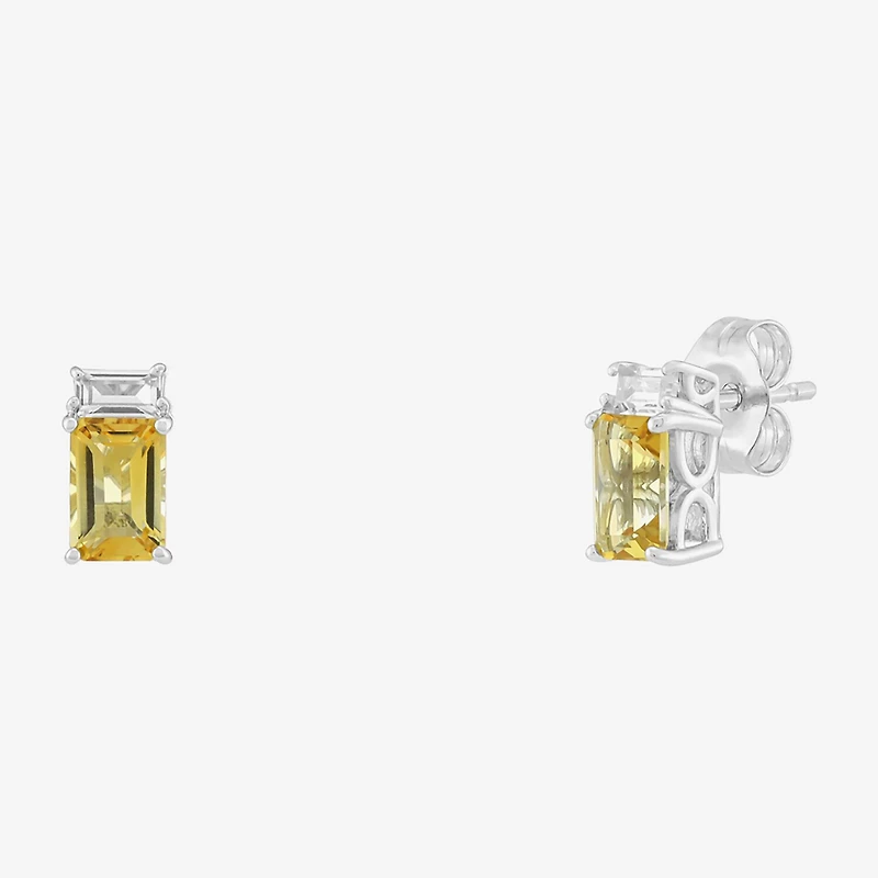 Limited Quantities! Genuine Yellow Citrine Sterling Silver 8.6mm Stud Earrings