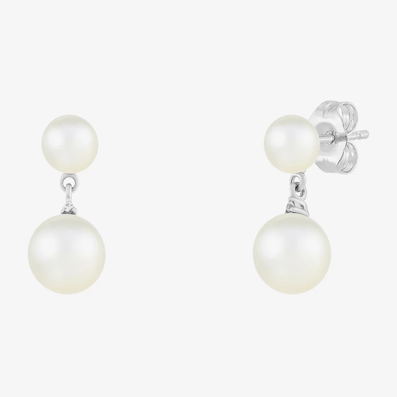 Limited Quantities! Womens Cultured Freshwater Pearl Sterling Silver Drop Earrings