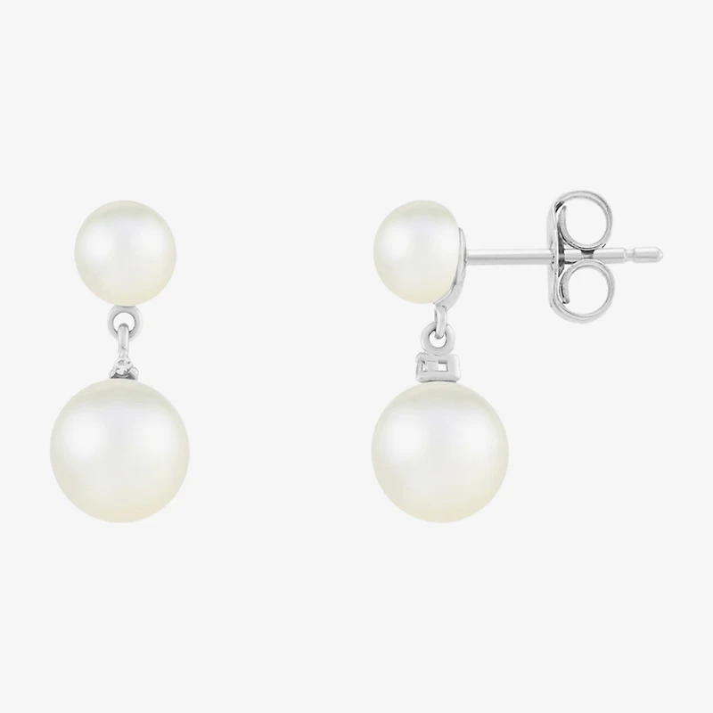 Limited Quantities! Womens Cultured Freshwater Pearl Sterling Silver Drop Earrings