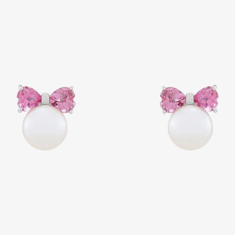 Limited Quantities! Pink Cultured Freshwater Pearl Sterling Silver 10.5mm Bow Stud Earrings