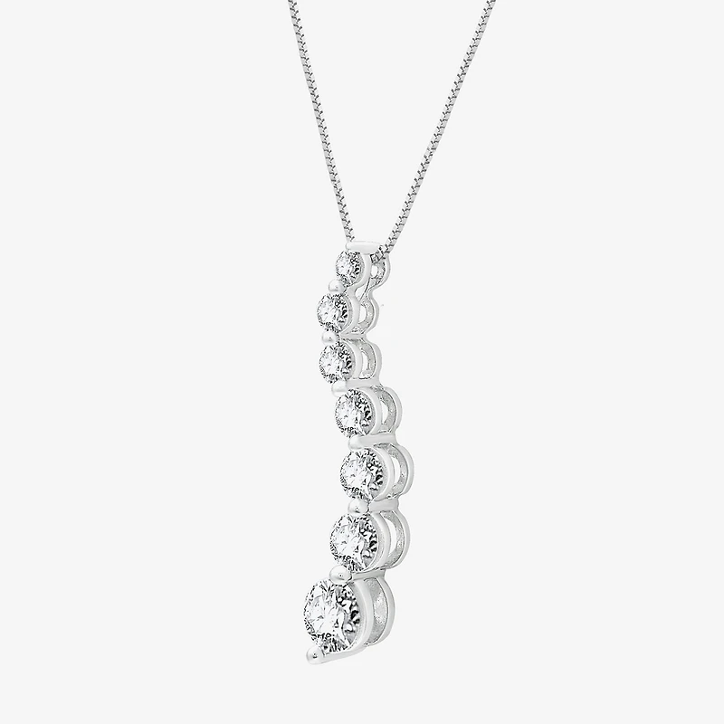 (G/Si1-Si2) Womens 1 CT. T.W. Lab Grown White Diamond 10K Gold 18 Inch Pendant Necklace