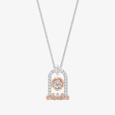 Enchanted Disney Fine Jewelry (I Womens 1/4 CT. T.W. Lab Grown White Diamond 14K Gold Over Silver Sterling Silver 18 Inch Pendant Necklace