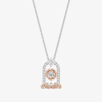 Enchanted Disney Fine Jewelry (I Womens 1/4 CT. T.W. Lab Grown White Diamond 14K Gold Over Silver Sterling Silver 18 Inch Pendant Necklace