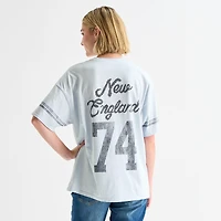 Arizona Womens Juniors Crew Neck Short Sleeve Oversized Graphic T-Shirt