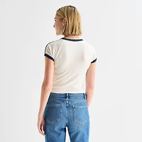 Arizona Womens Juniors Round Neck Short Sleeve Regular Fit Graphic T-Shirt