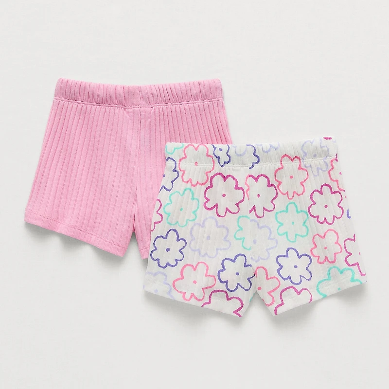 Okie Dokie Toddler & Little Girls 2 Pack Pull-On Short