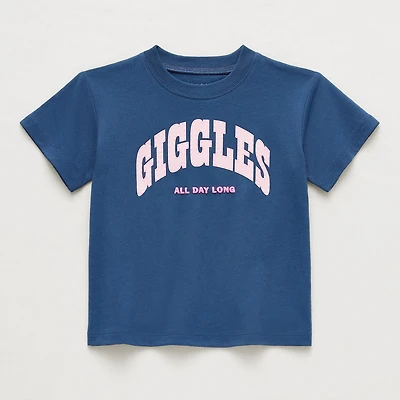 Okie Dokie Toddler & Little Girls Round Neck Short Sleeve Relaxed Fit Graphic T-Shirt