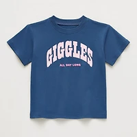 Okie Dokie Toddler & Little Girls Round Neck Short Sleeve Relaxed Fit Graphic T-Shirt