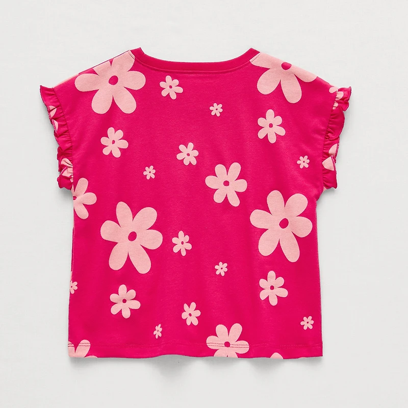Okie Dokie Toddler & Little Girls Crew Neck Sleeveless Regular Fit Graphic T-Shirt