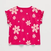Okie Dokie Toddler & Little Girls Crew Neck Sleeveless Regular Fit Graphic T-Shirt