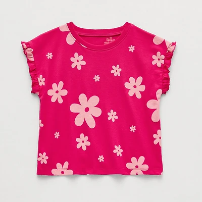 Okie Dokie Toddler & Little Girls Crew Neck Sleeveless Regular Fit Graphic T-Shirt