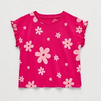 Okie Dokie Toddler & Little Girls Crew Neck Sleeveless Regular Fit Graphic T-Shirt