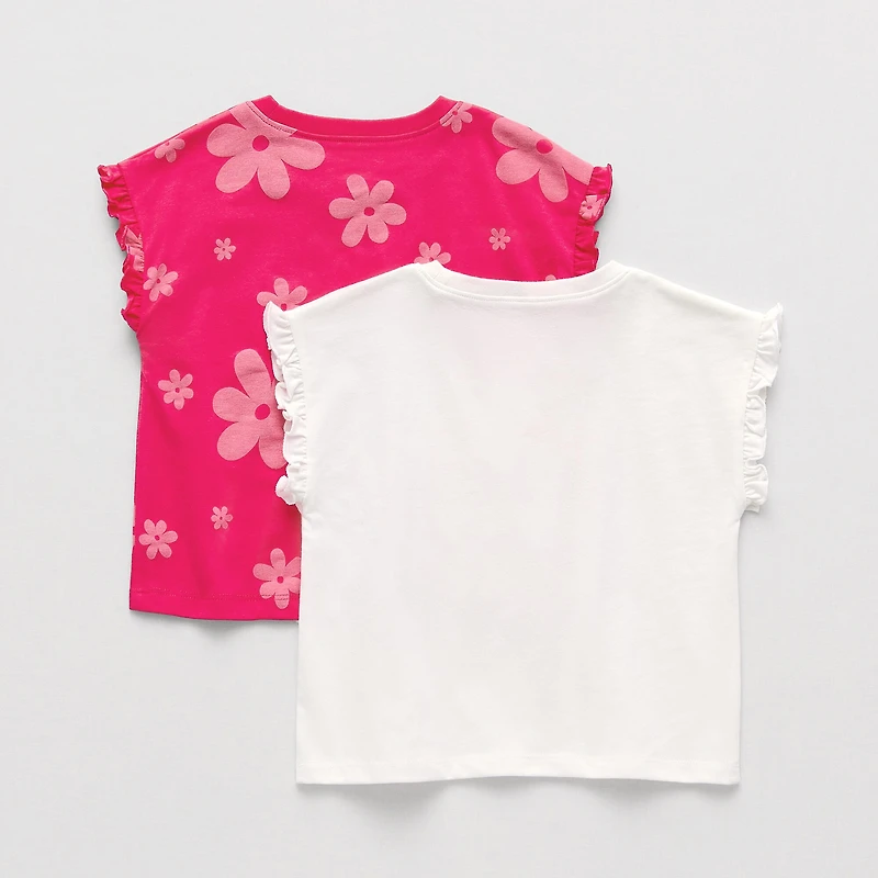 Okie Dokie Toddler & Little Girls Round Neck Short Sleeve Regular Fit Graphic T-Shirt