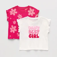 Okie Dokie Toddler & Little Girls Round Neck Short Sleeve Regular Fit Graphic T-Shirt
