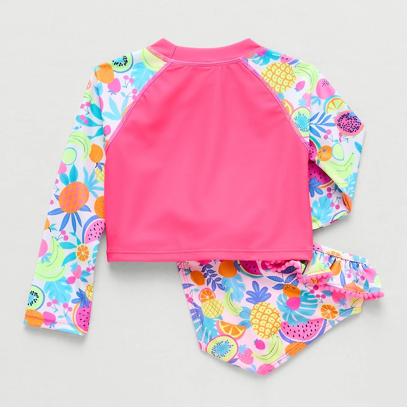 Okie Dokie Toddler & Little Girls Floral 2-pc. Rash Guard Set
