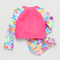 Okie Dokie Toddler & Little Girls Floral 2-pc. Rash Guard Set