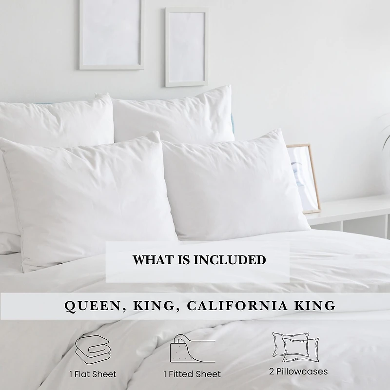 Pointehaven Long Staple Cotton Percale Deep Pocket Oversized Double Stitch 300tc Sheet Set