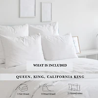 Pointehaven Long Staple Cotton Percale Deep Pocket Oversized Double Stitch 300tc Sheet Set