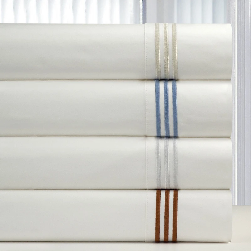 Pointehaven 300 Thread Count 3 Line Embroidered Cotton Sheet Set