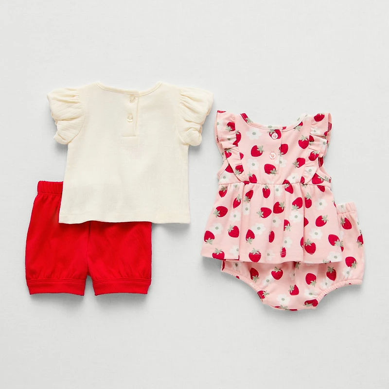 Little Lass Strawberry Baby Girls 4-pc. Short Set