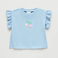Okie Dokie Baby Girls Round Neck Short Sleeve Regular Fit Graphic T-Shirt