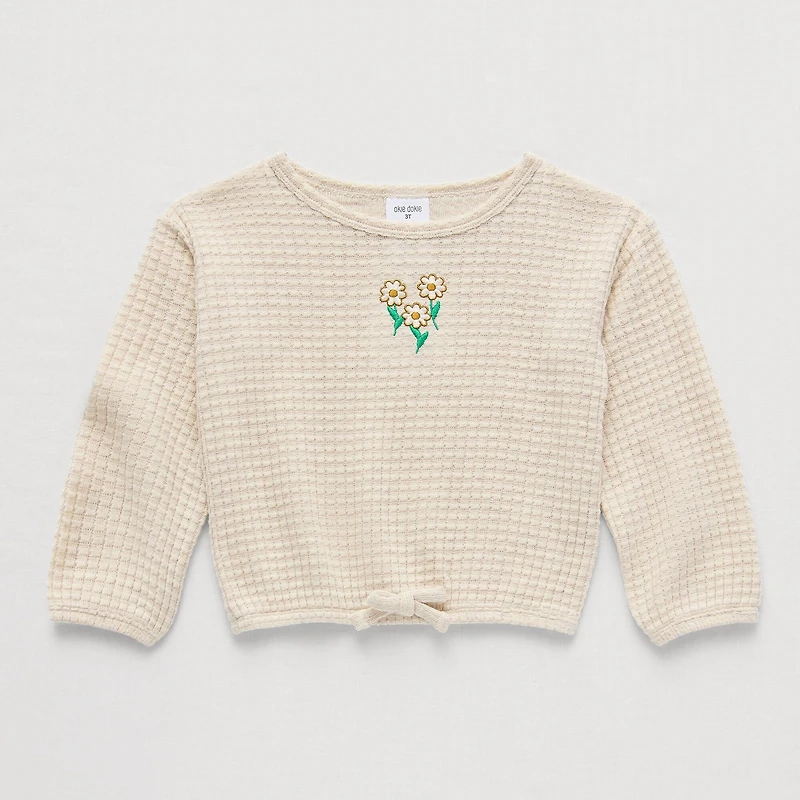 Okie Dokie Waffle Toddler & Little Girls Round Neck Long Sleeve T-Shirt