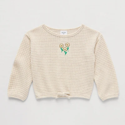 Okie Dokie Waffle Toddler & Little Girls Round Neck Long Sleeve T-Shirt