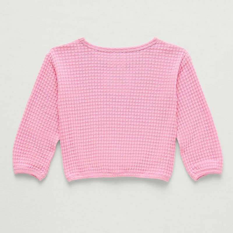 Okie Dokie Waffle Toddler & Little Girls Round Neck Long Sleeve T-Shirt