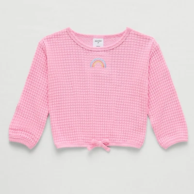 Okie Dokie Waffle Toddler & Little Girls Round Neck Long Sleeve T-Shirt