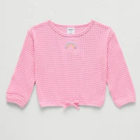 Okie Dokie Waffle Toddler & Little Girls Round Neck Long Sleeve T-Shirt