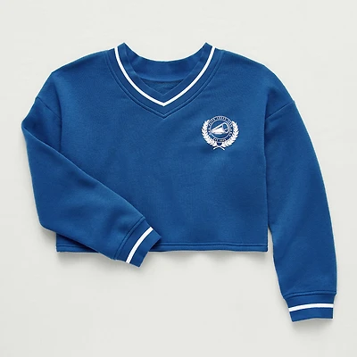 Xersion Little & Big Kid Girls V Neck Fleece Long Sleeve Sweatshirt